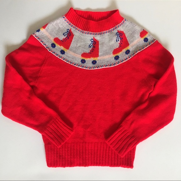 Vintage Sweaters - Vintage Roller Skate Cropped Sweater